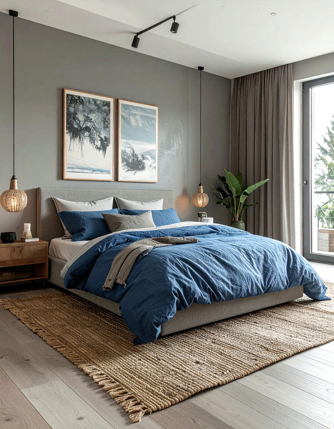 Slate Blue and Pebble Gray - 30 blue and gray bedroom ideas