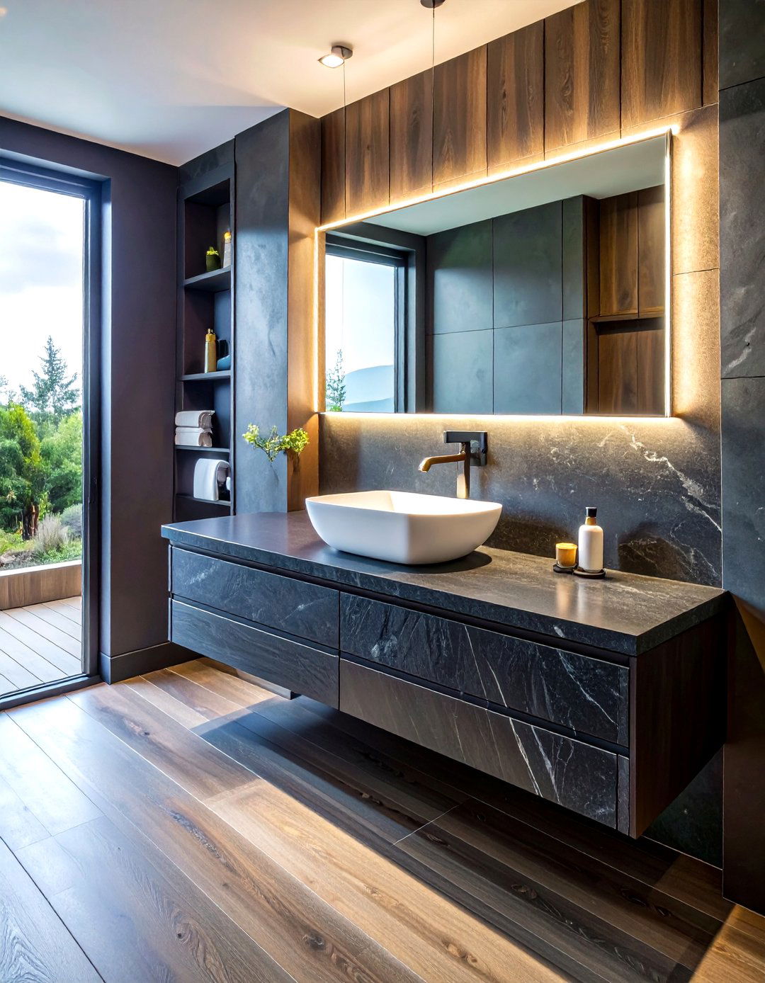 Slate Countertop - 30 bathroom vanity countertop ideas