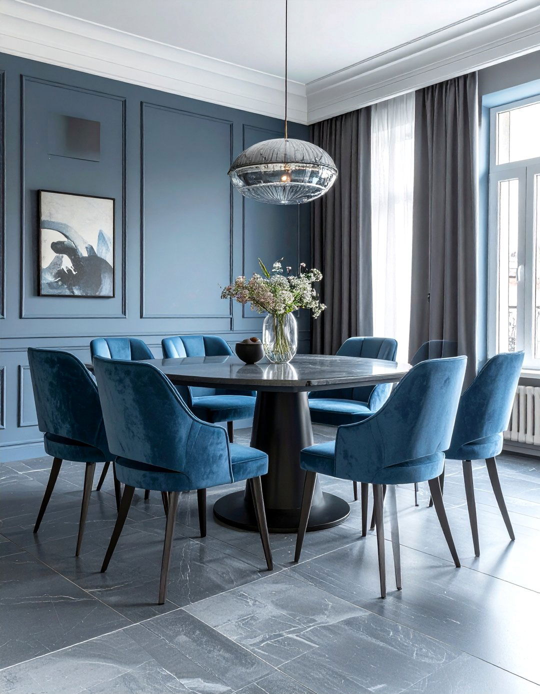 Slate Gray And Soft Blue Dining Room - 30 blue and gray dining room ideas