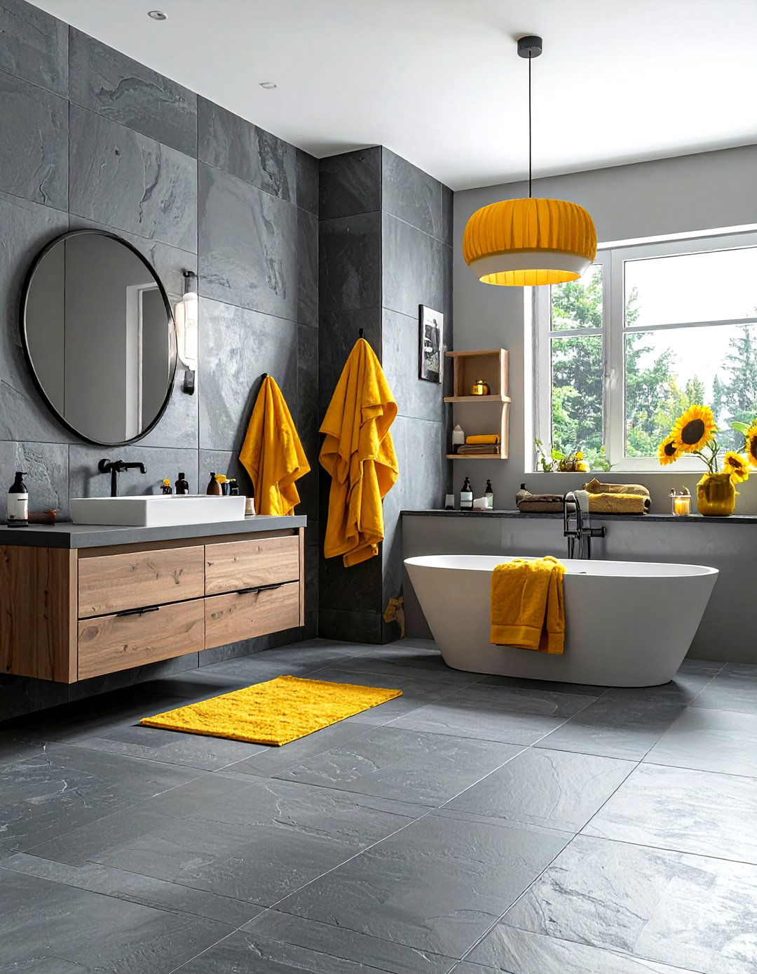Slate Gray And Sunflower Yellow Bathroom - 30 gray and yellow bathroom ideas