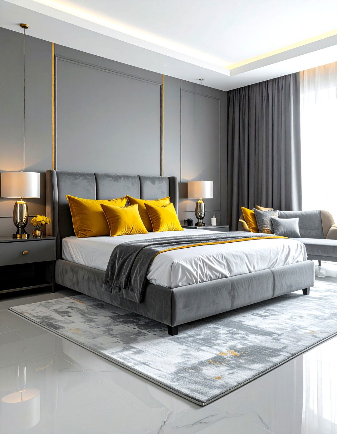 Slate Gray Gold Yellow Bedroom - 30 gray yellow bedroom ideas