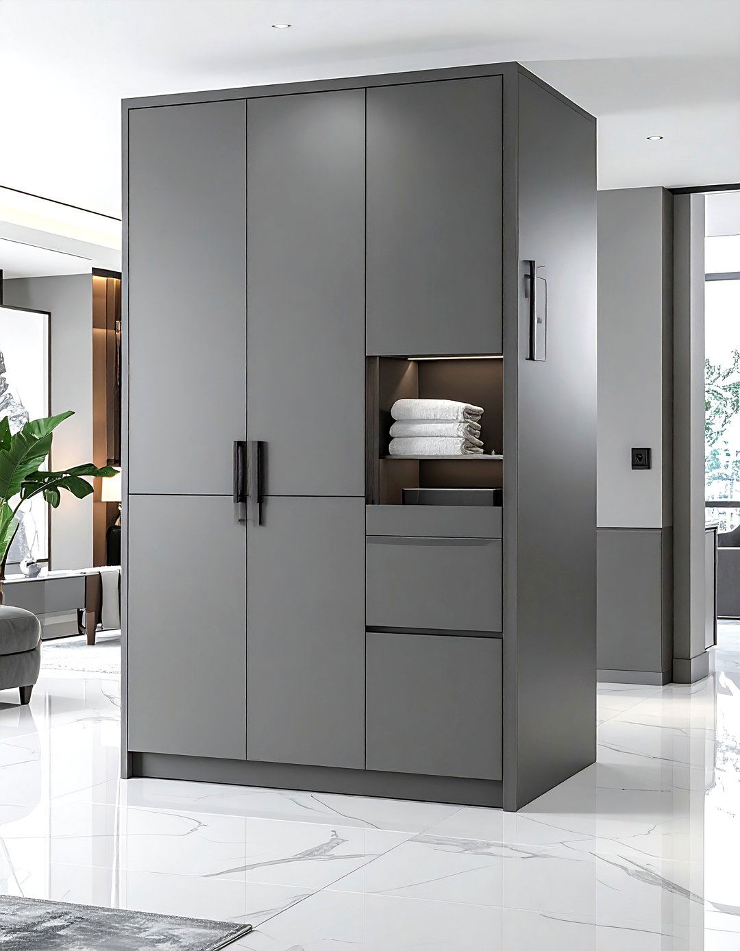 Slate Gray Linen Tower - 30 gray bathroom furniture ideas