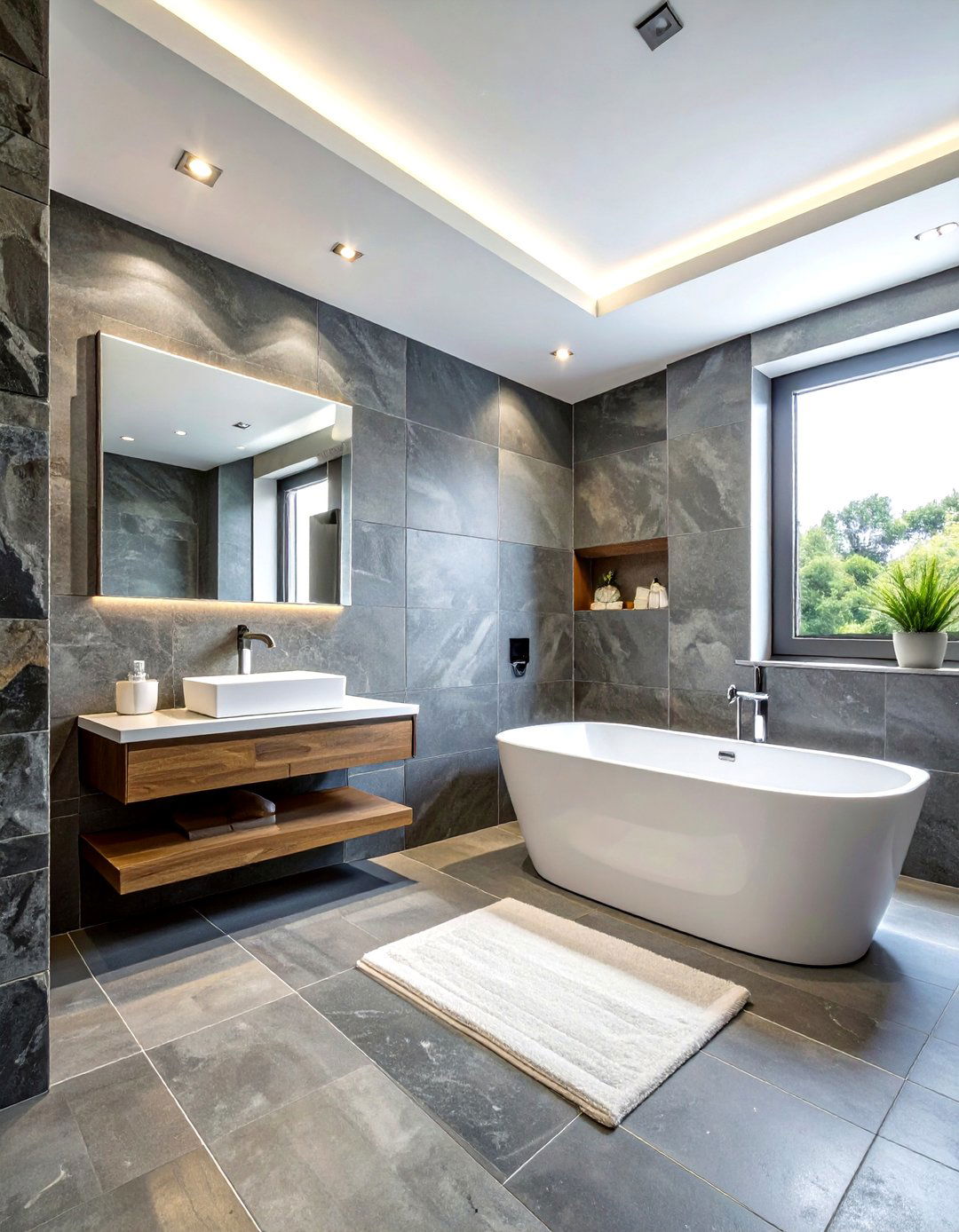 Slate Grey Bathroom With Texture - 30 grey bathroom design ideas