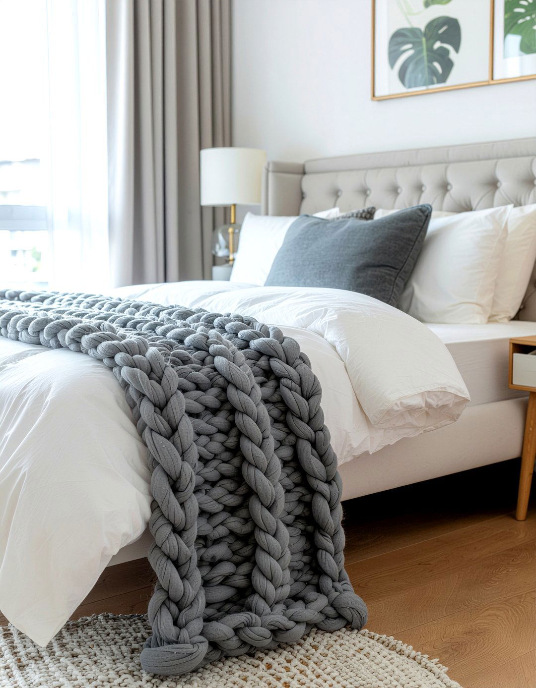 Slate Grey Chunky Knit - 30 bedroom chunky knit throws