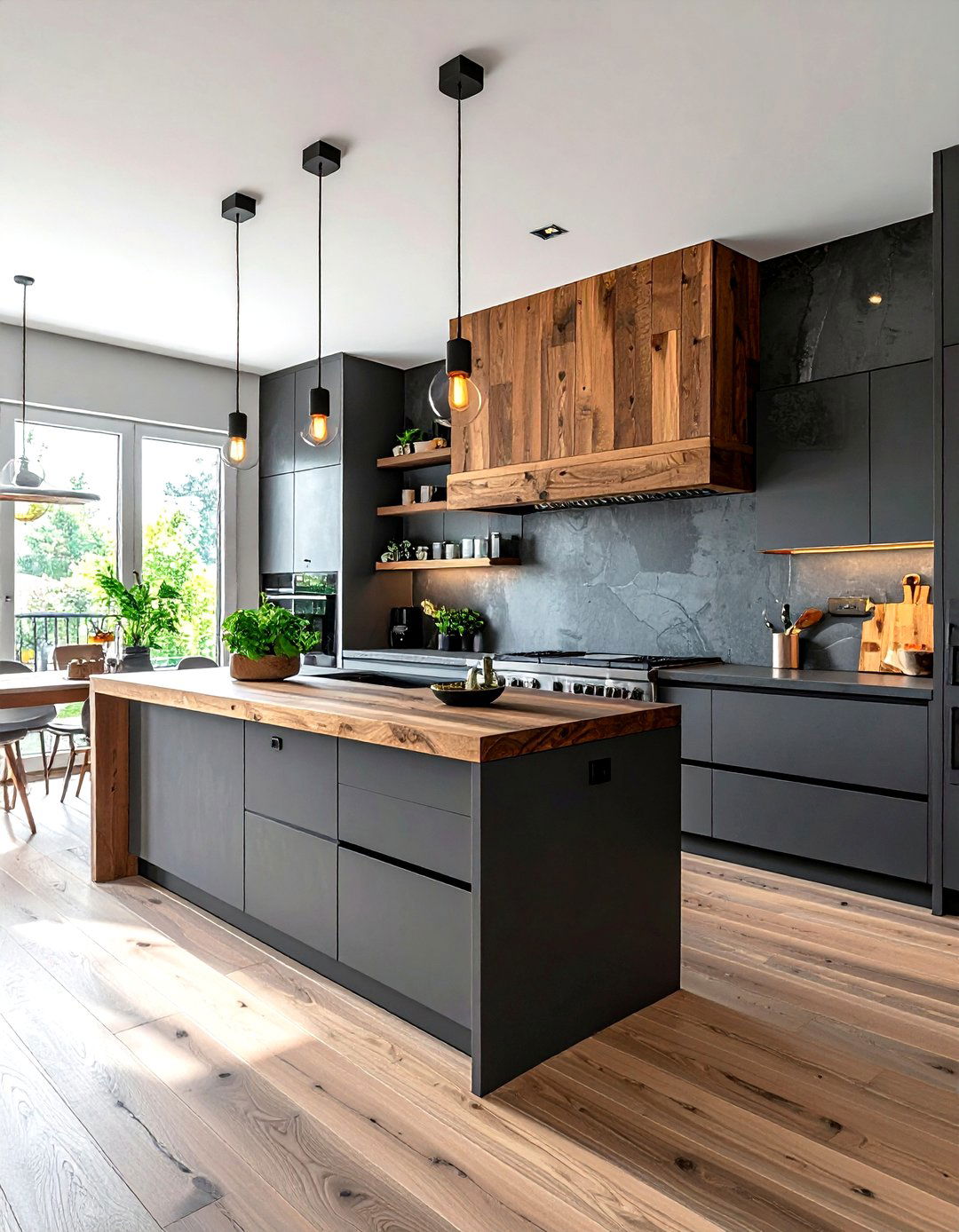 Slate Grey Kitchen With Wood Accents - 30 grey kitchen design ideas