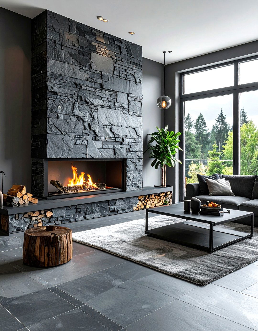 Slate Stone Tile - 30 living room wall texture ideas