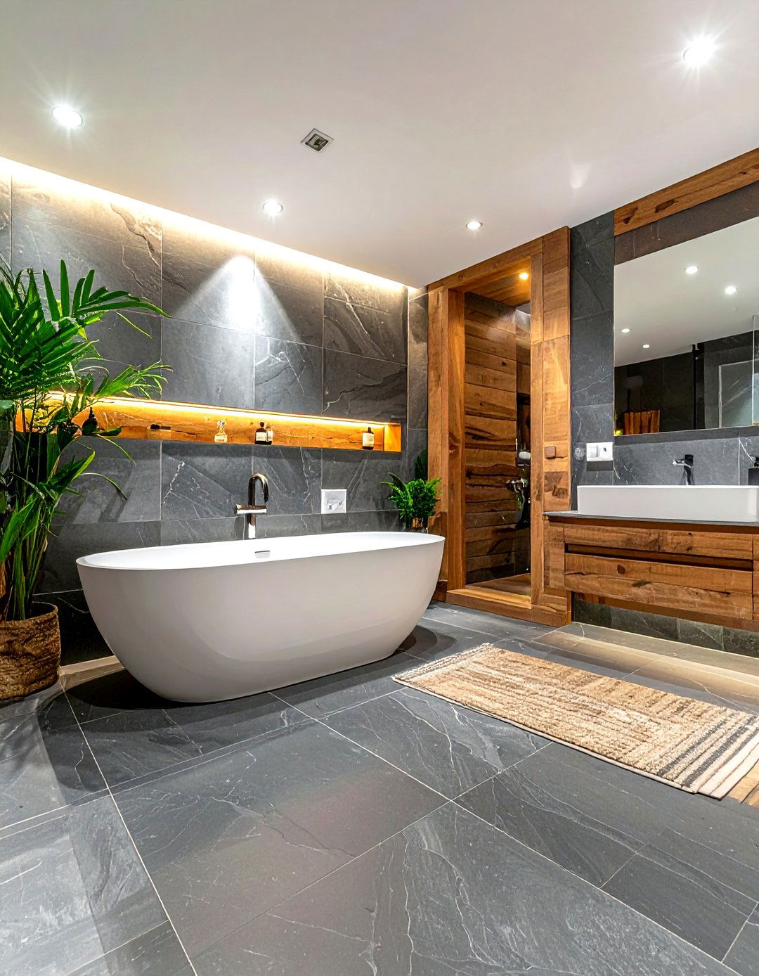 Slate Tile Bathroom - 30 durable decor ideas