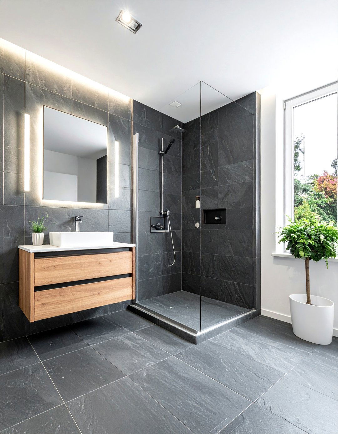 Slate Tile Bathroom - 30 natural bathroom ideas