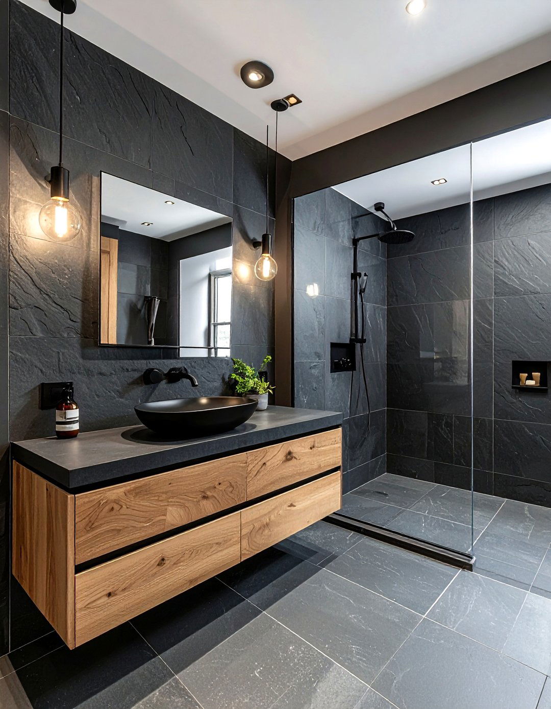 Slate Tile Bathroom - 30 natural stone bathroom ideas