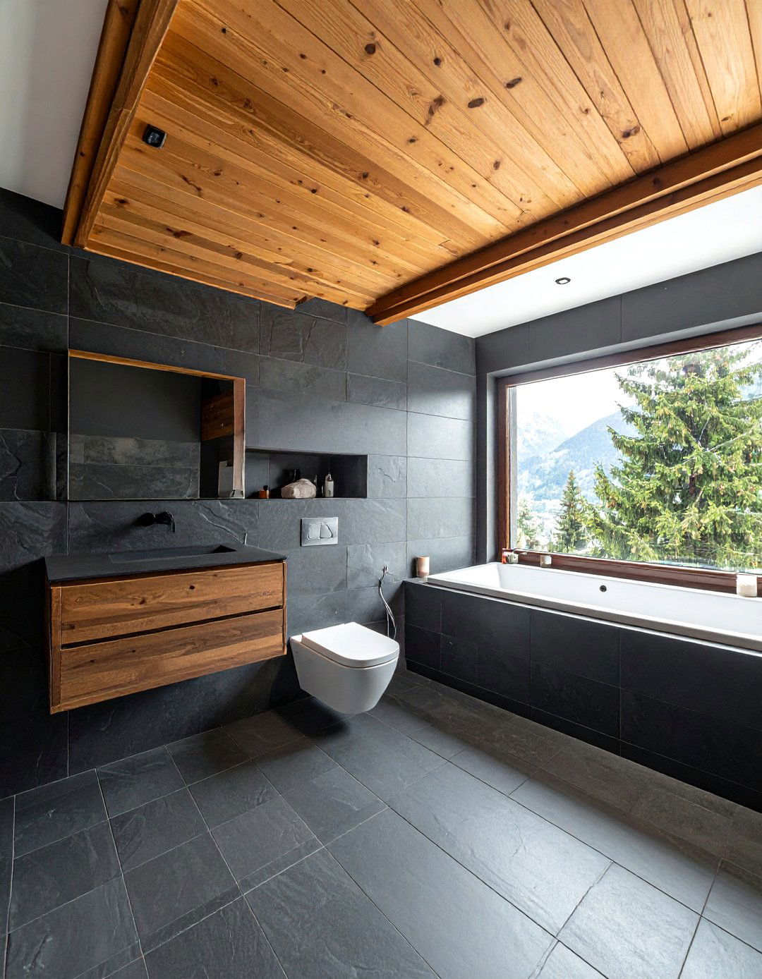 Slate Tile Bathroom - 30 chalet bathroom ideas