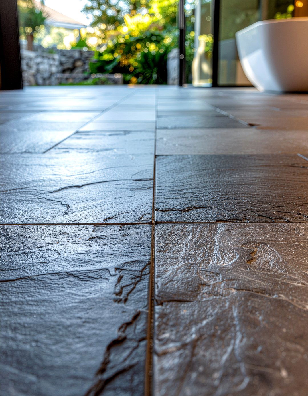 Slate Tile Floor - 30 lodge bathroom ideas