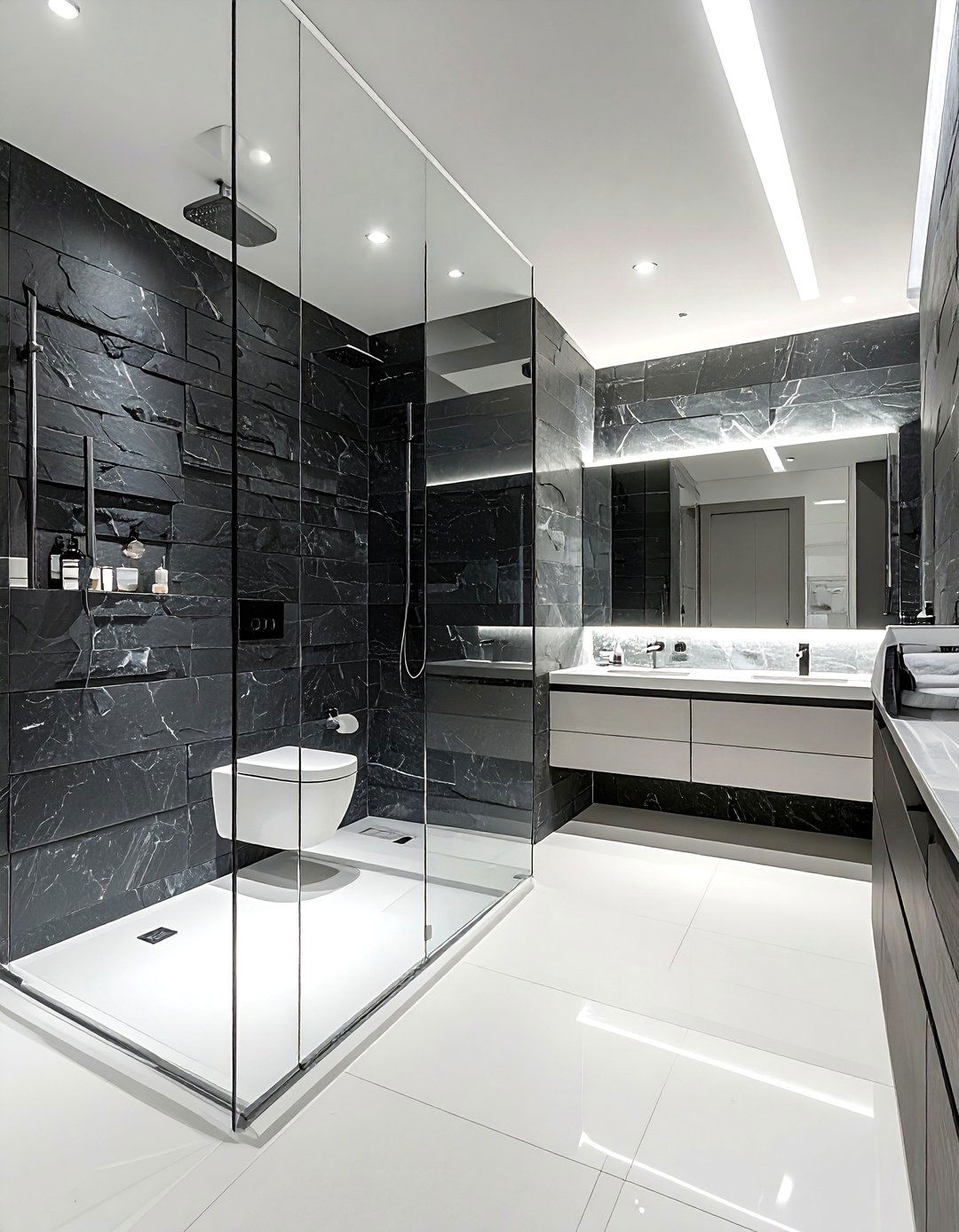 Slate and glass bathroom - 30 slate bathroom ideas