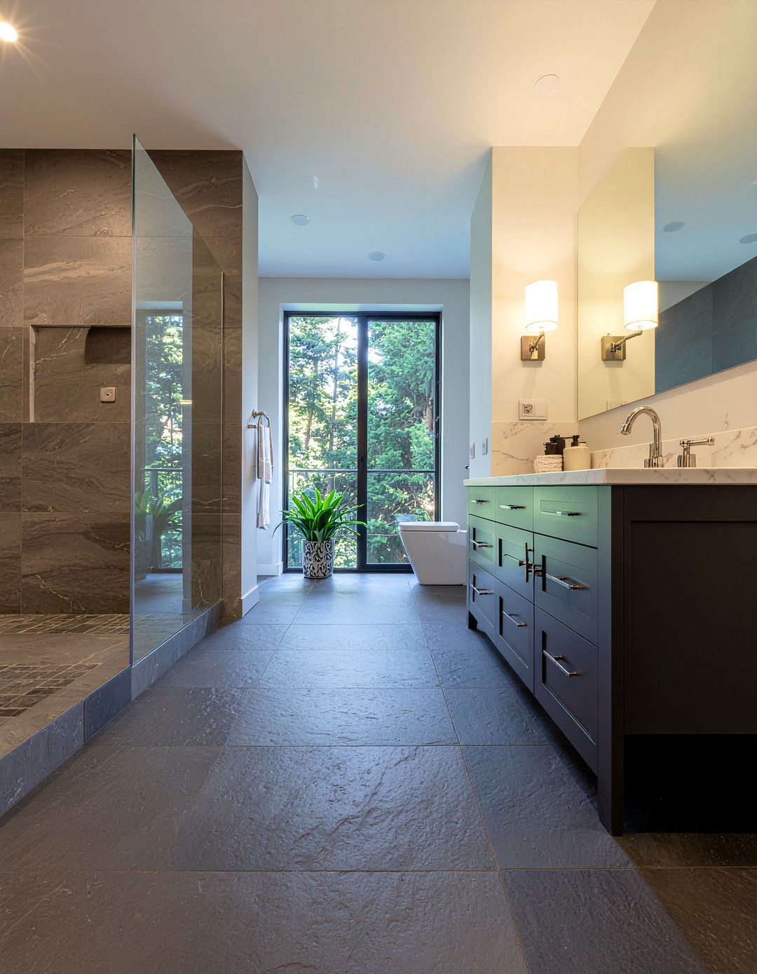 Slate and marble bathroom - 30 slate tile bathroom ideas