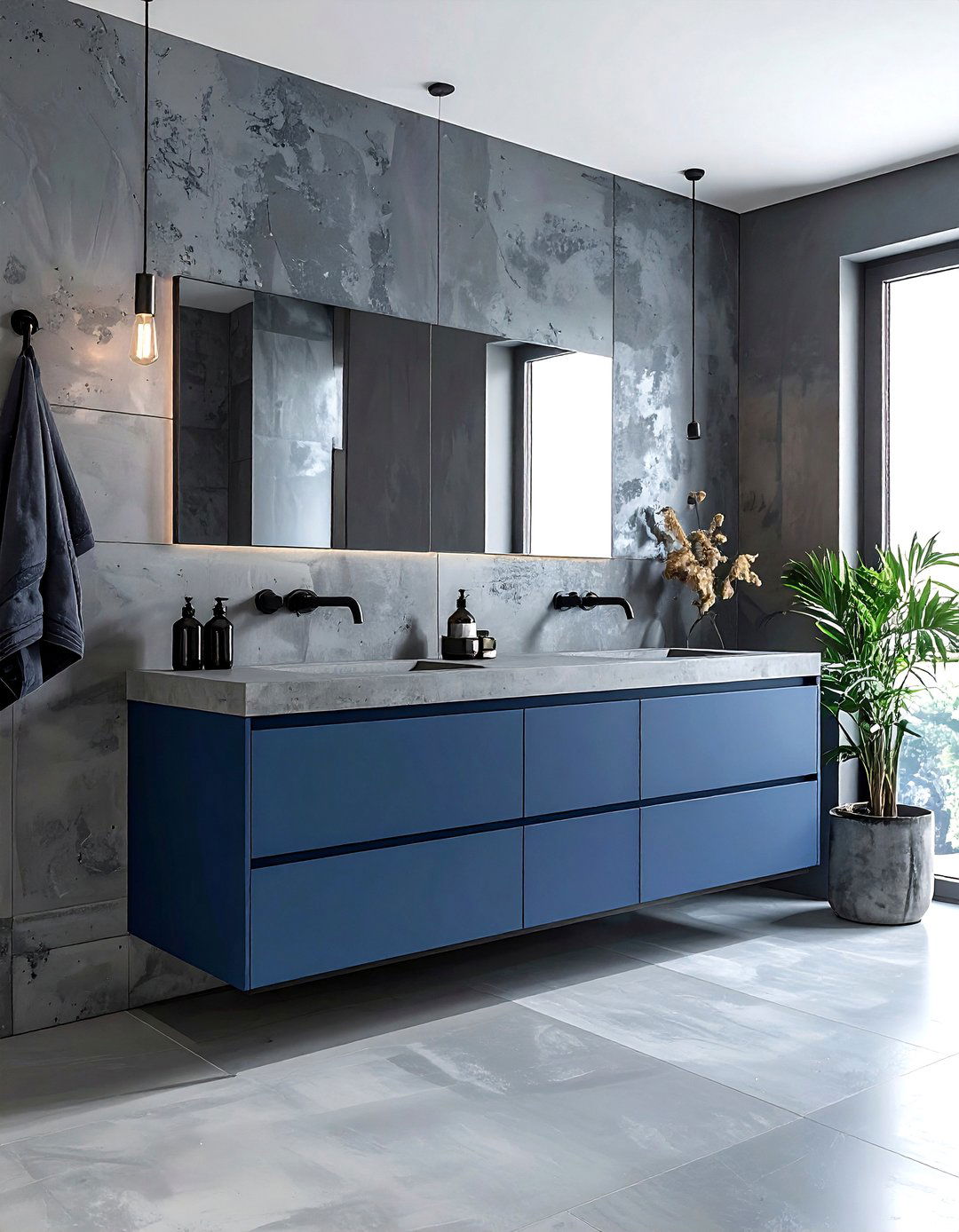 Slate blue bathroom cabinet - 30 blue bathroom design ideas