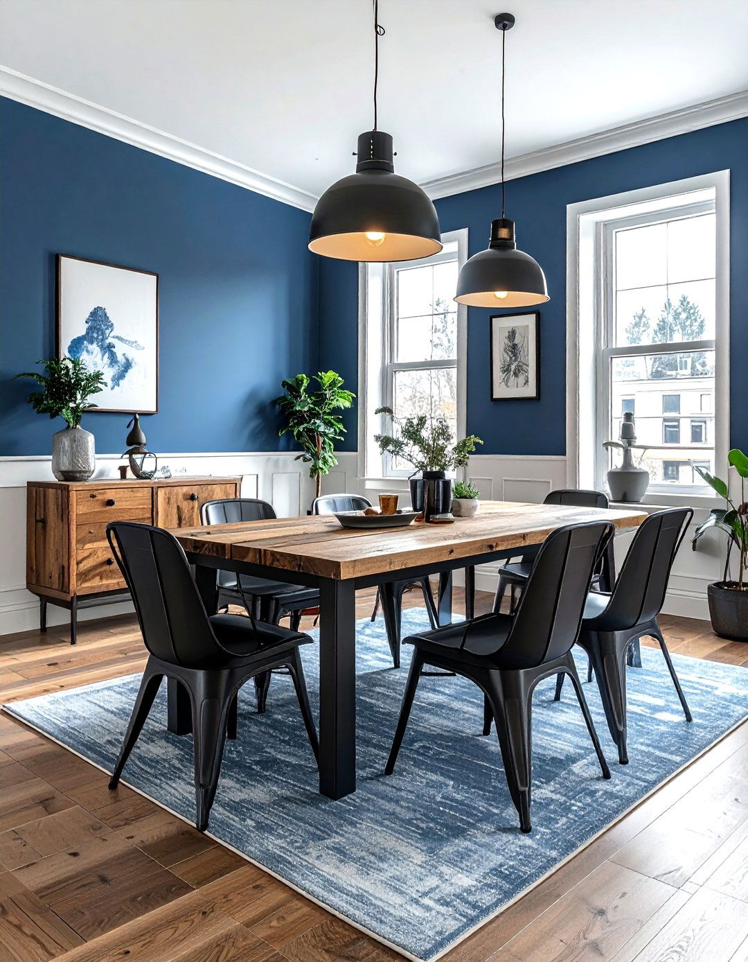 Slate blue dining room - 30 dining room accent color ideas