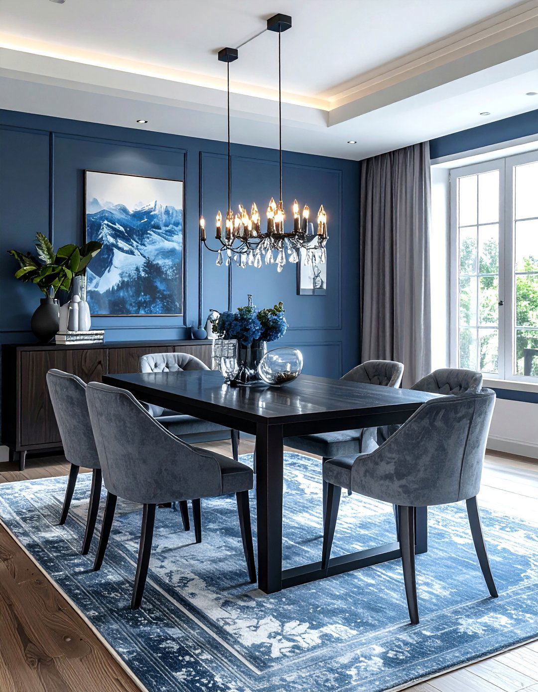 Slate blue dining room - 30 dining room paint ideas