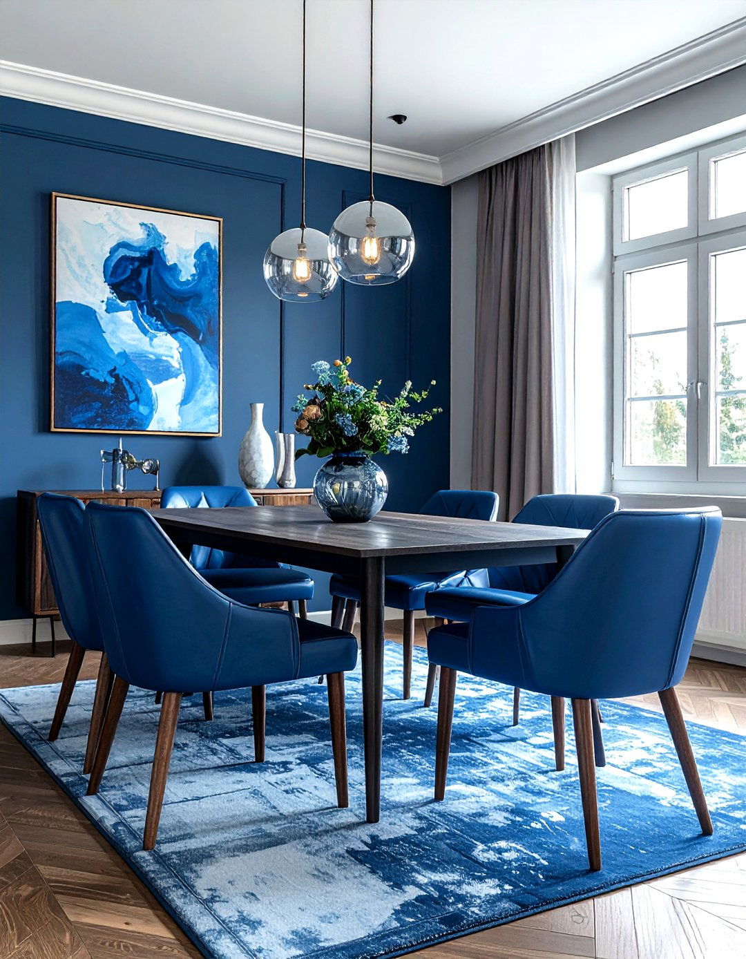 Slate blue dining room - 30 monochromatic dining room ideas