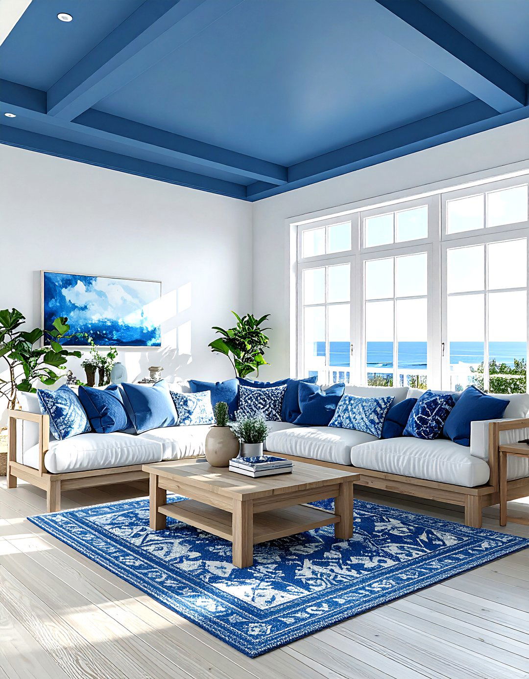 Slate blue living room ceiling - 30 living room painted ceiling ideas