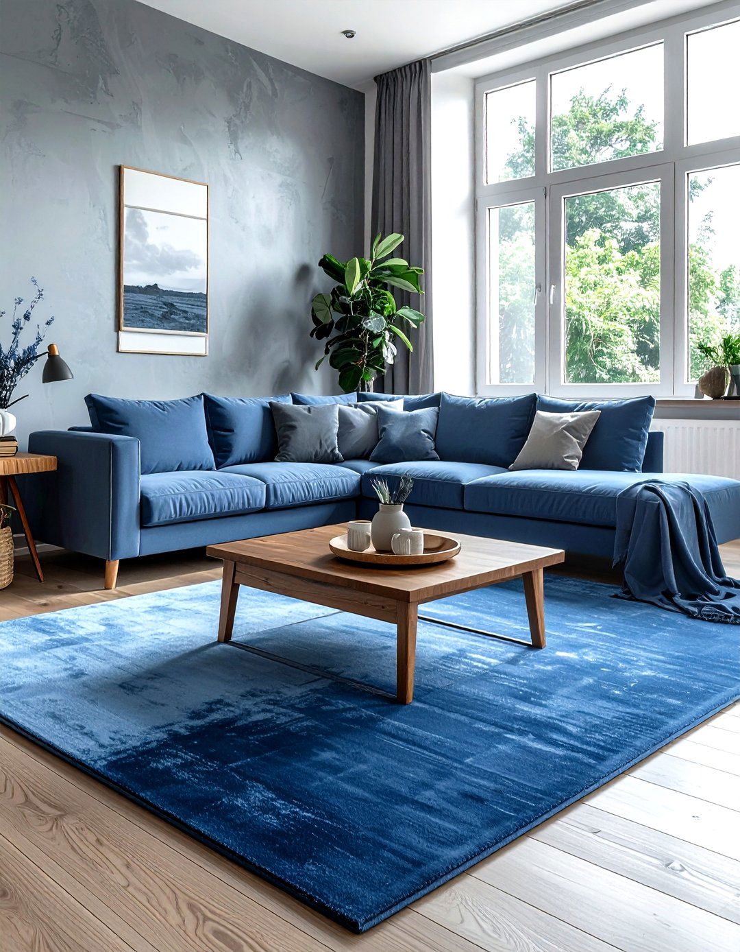 Slate blue living room setup - 30 minimalist blue living room ideas