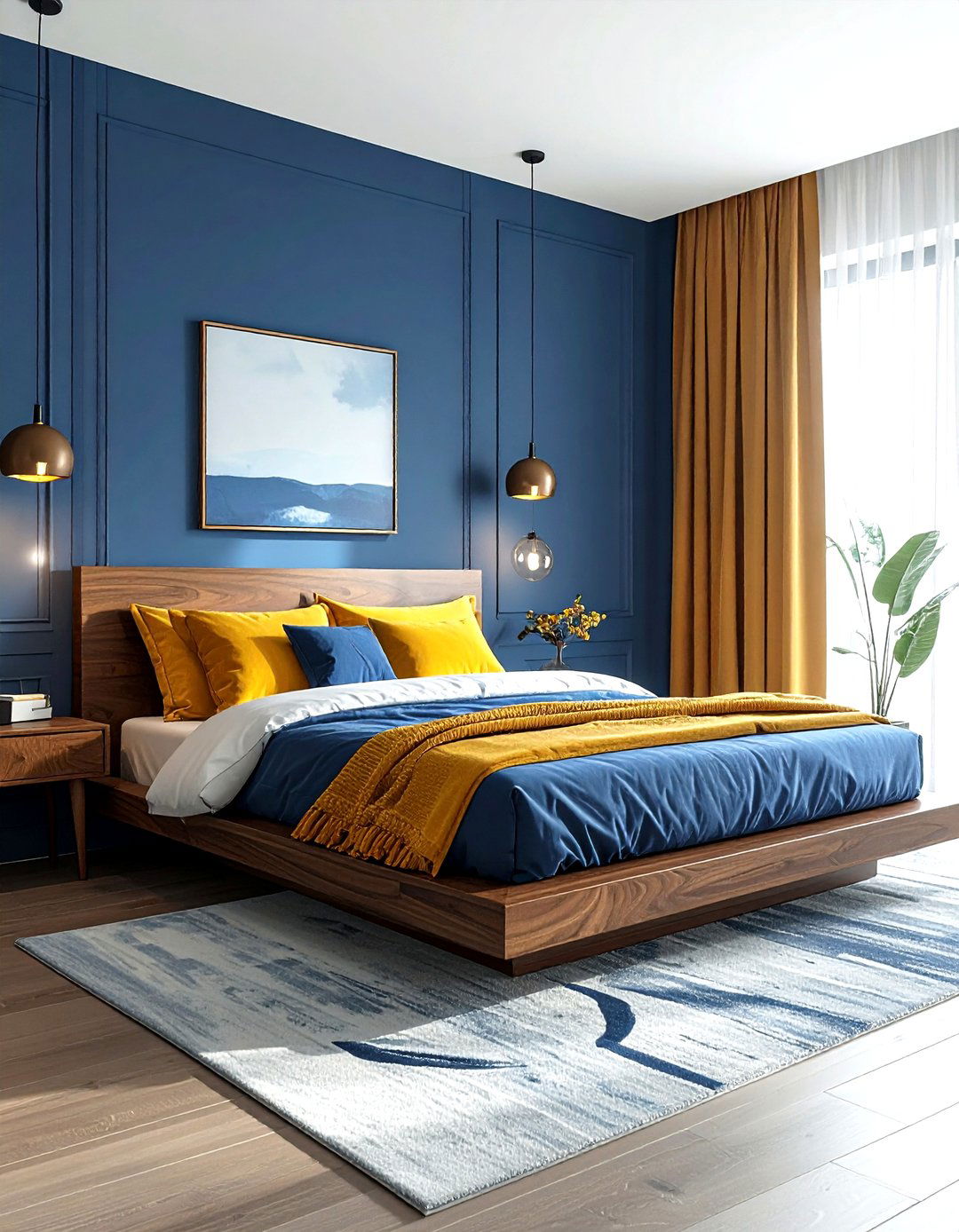 Slate blue mid century modern - 30 modern blue bedroom ideas