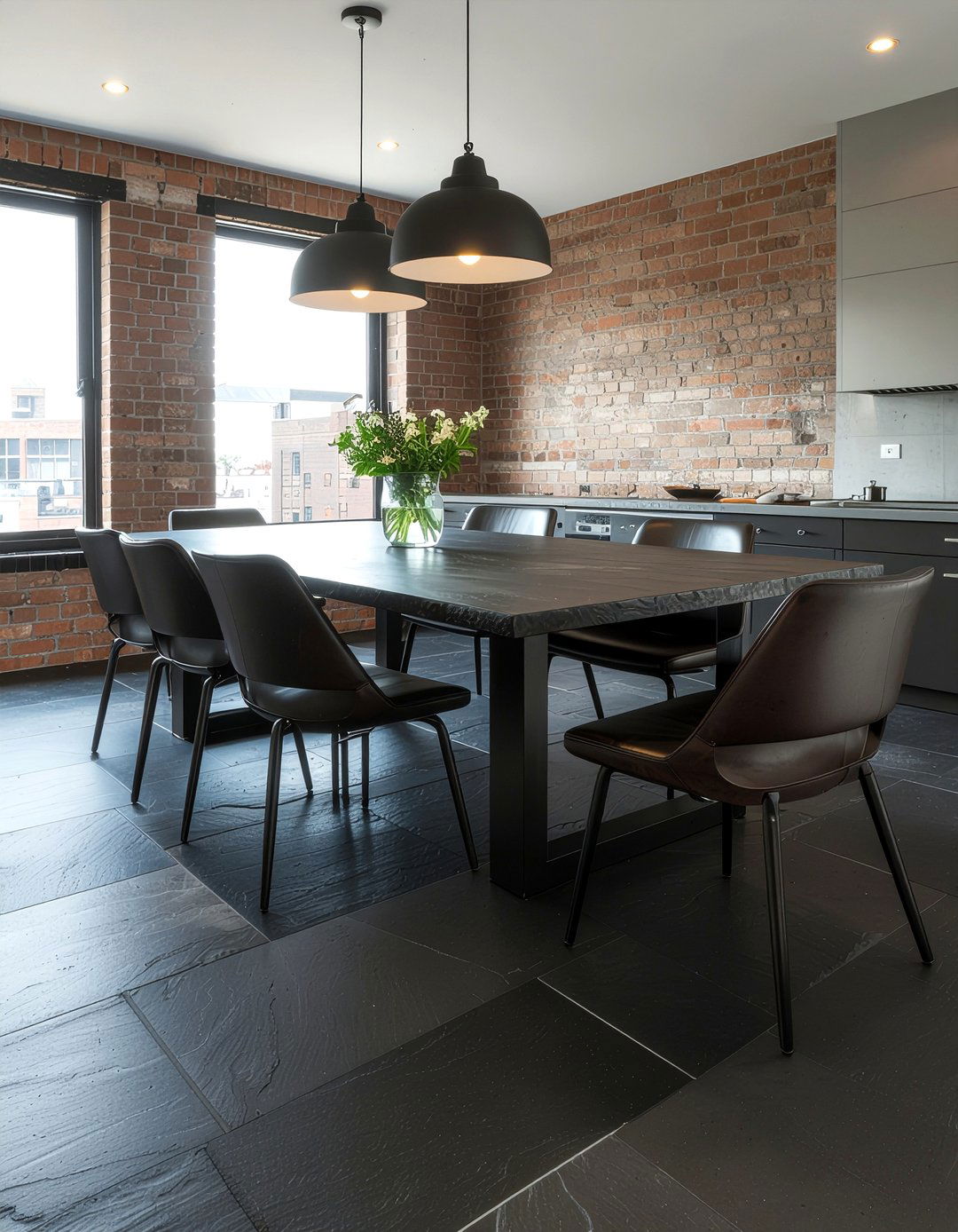 Slate floor tile - 30 dining room tile floor ideas