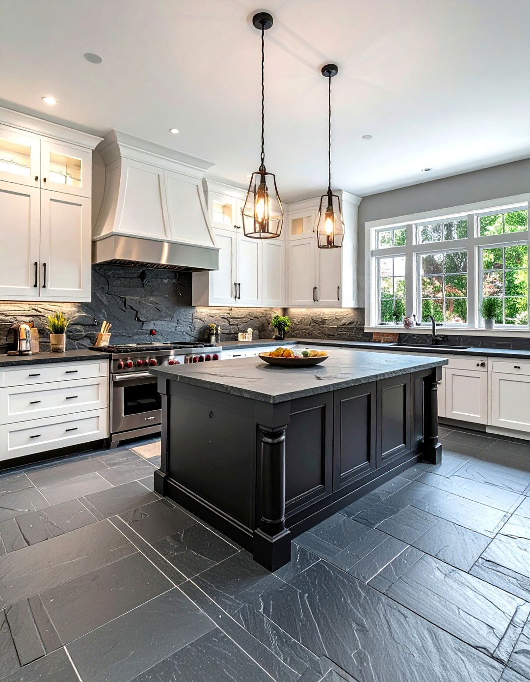 Slate floor tiles kitchen - 30 kitchen texture layering ideas