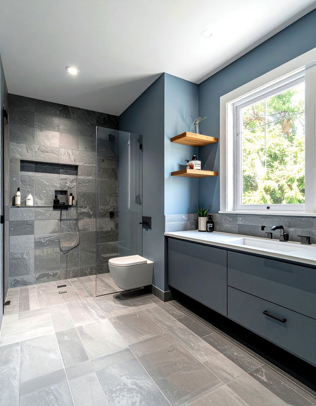 Slate gray and dusty blue bathroom - 30 blue and gray bathroom ideas