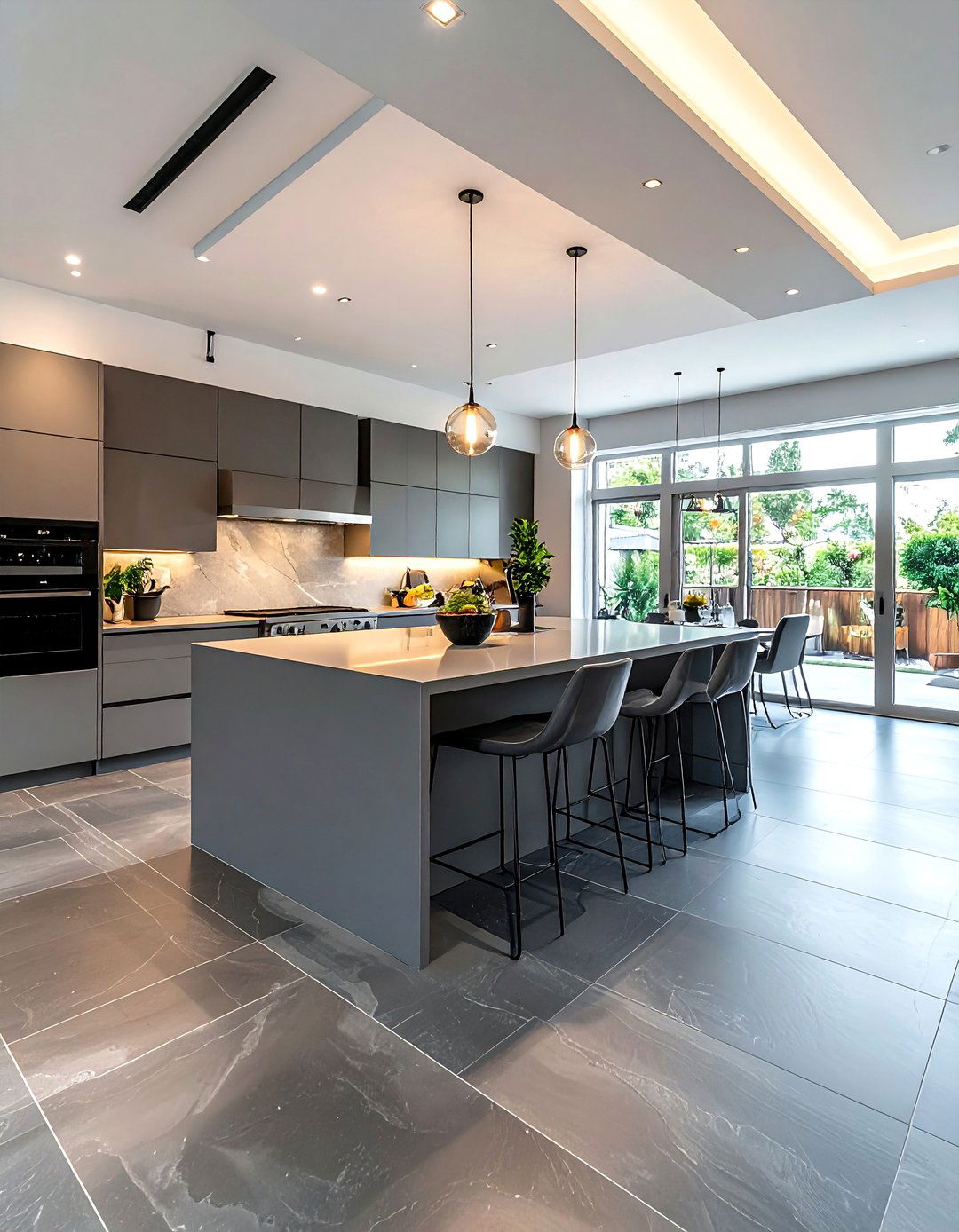 Slate gray kitchen floor - 30 cool gray kitchen ideas