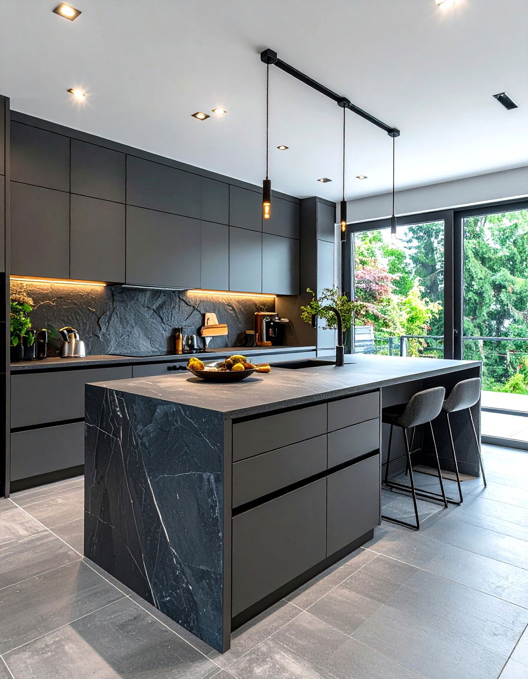 Slate grey kitchen - 30 dark kitchen ideas