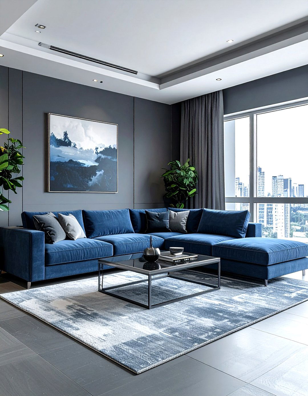 Slate grey living room - 30 monochromatic living room ideas