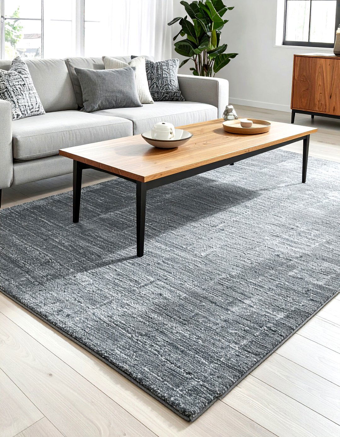 Slate grey rug - 30 grey living room accessories ideas
