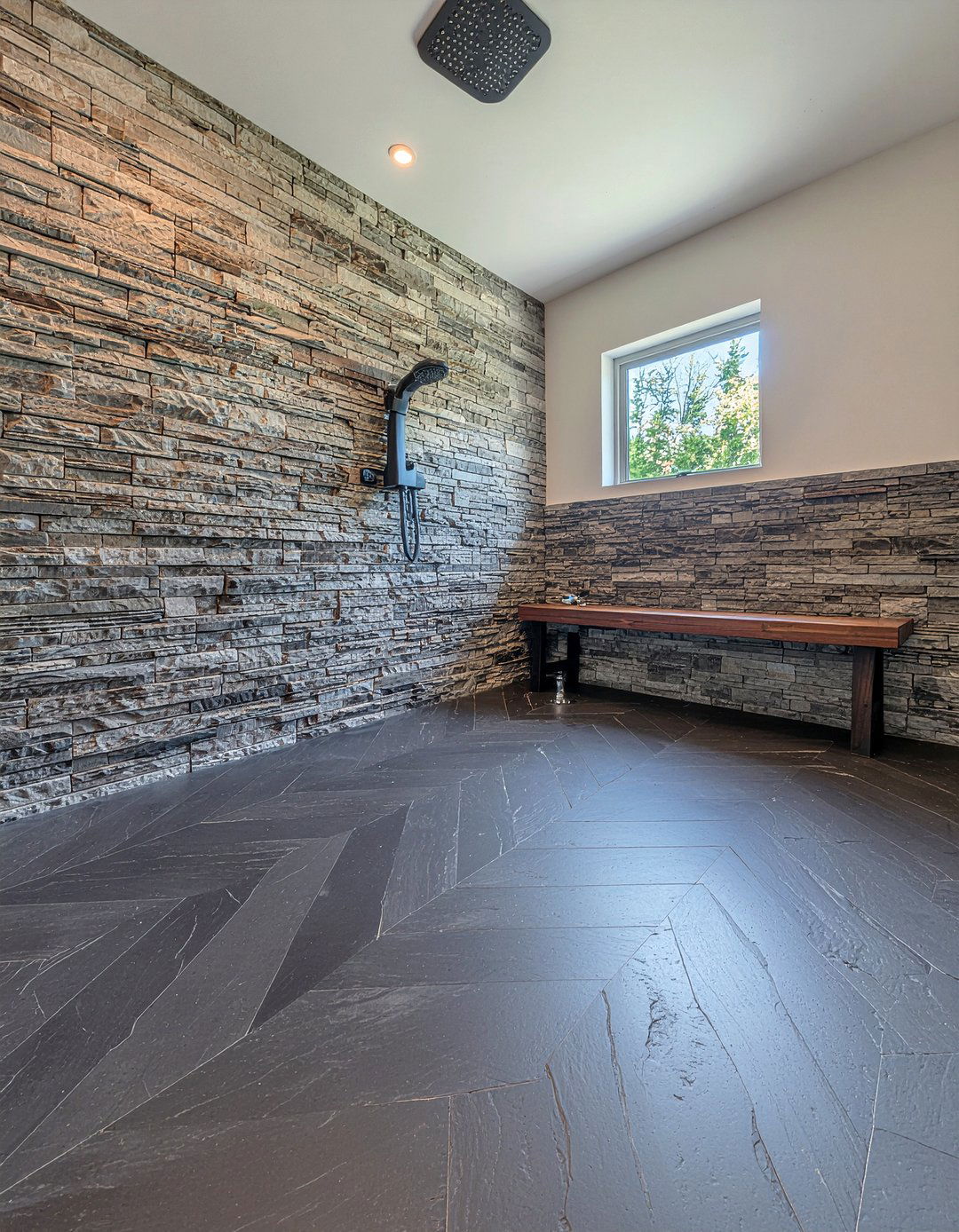 Slate herringbone tile bathroom floor - 30 herringbone tile bathroom ideas