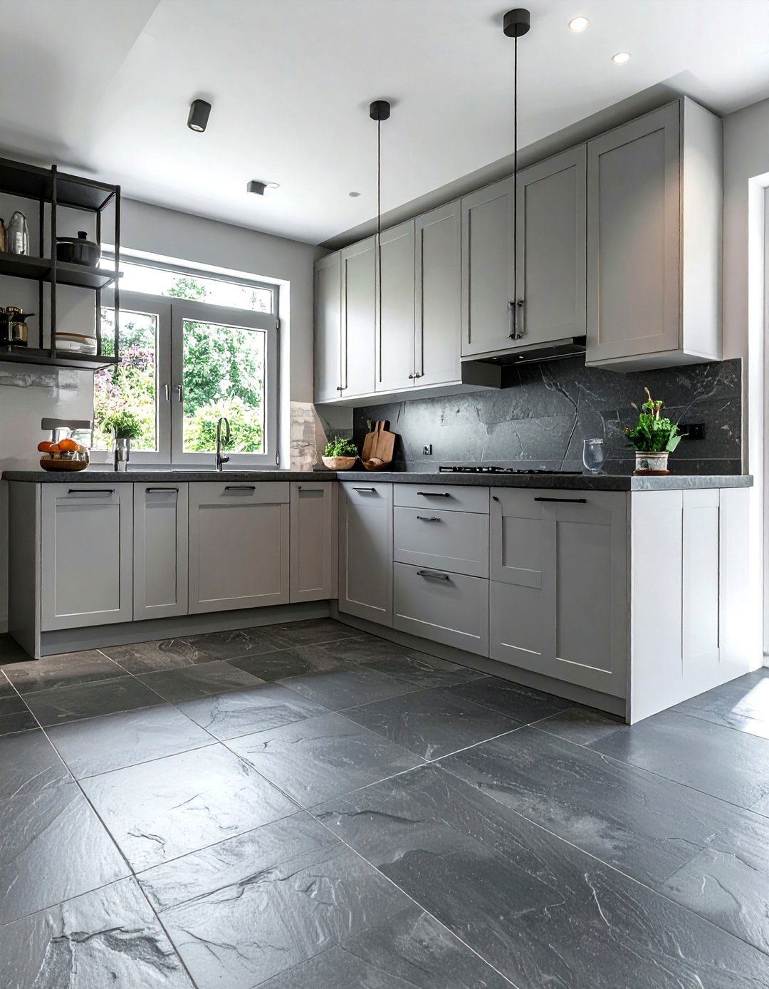Slate look kitchen floor tile - 30 ceramic tile floor kitchen ideas