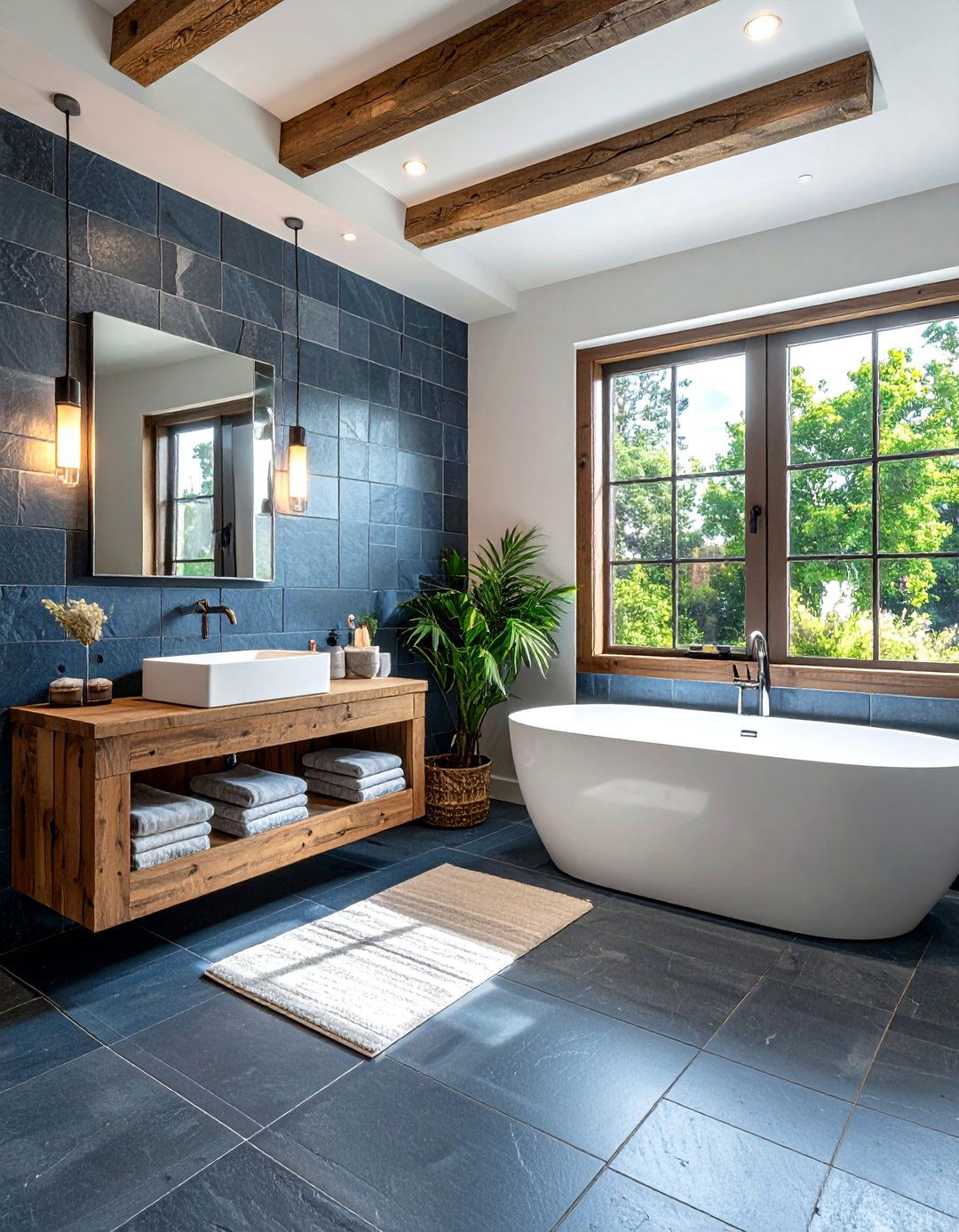 Slate look porcelain tile bathroom - 30 porcelain tile bathroom ideas