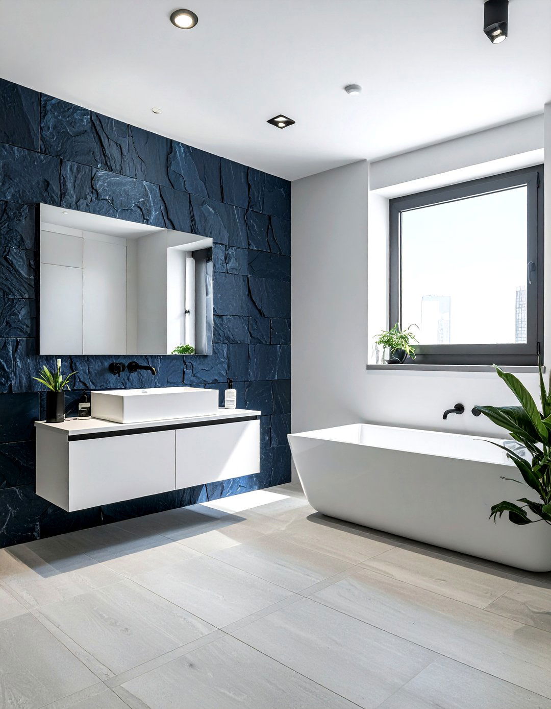 Slate mosaic accent wall - 30 stone mosaic bathroom ideas