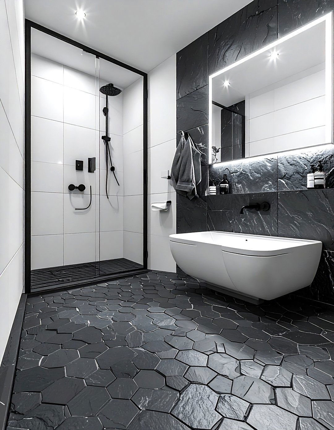 Slate mosaic tiles - 30 slate bathroom ideas