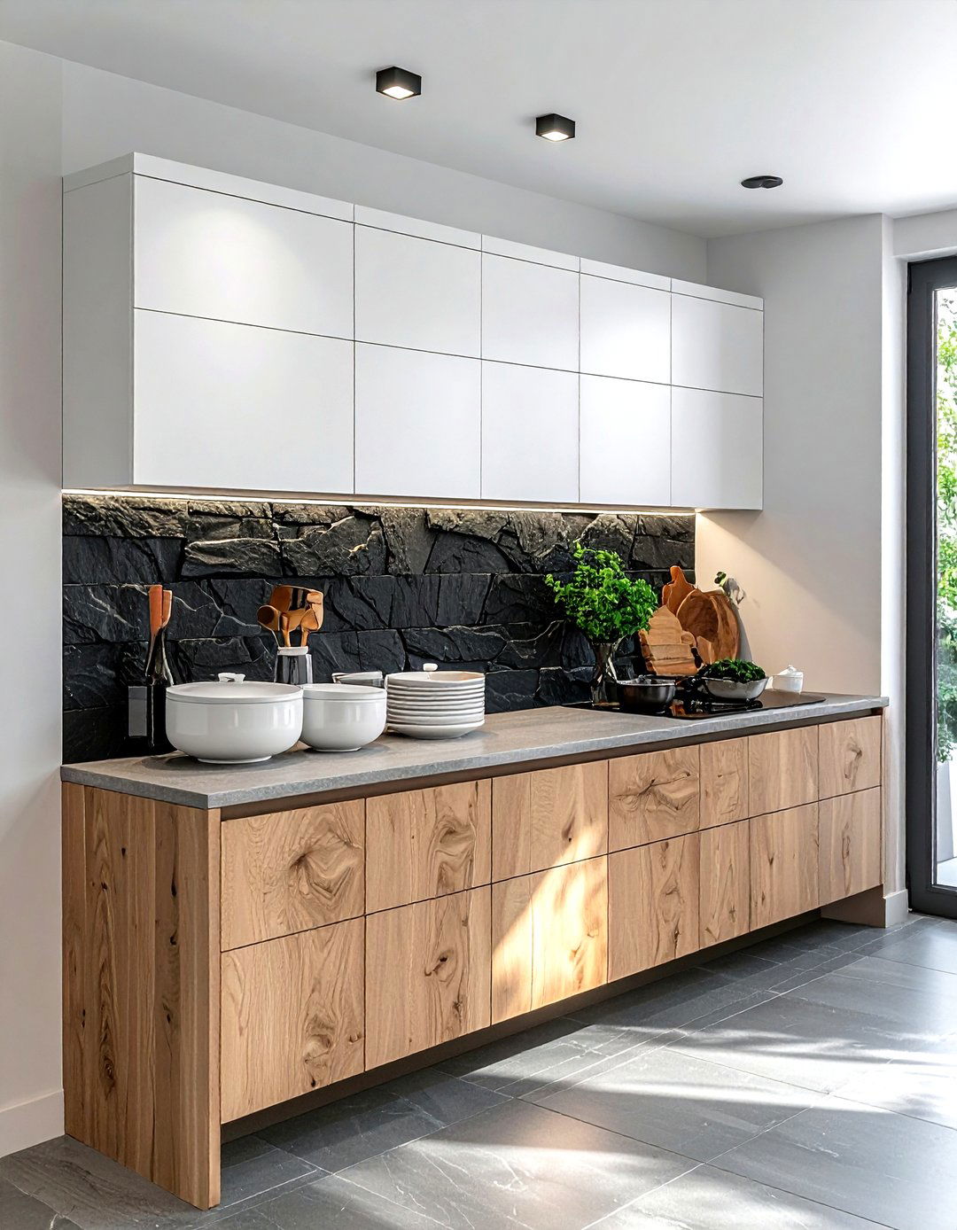 Slate stone backsplash - 30 dining room backsplash ideas