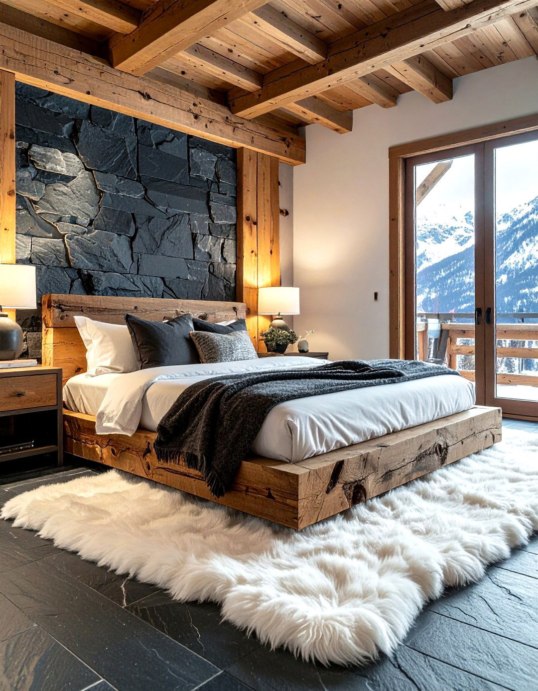 Slate stone tile - 30 bedroom floor design ideas