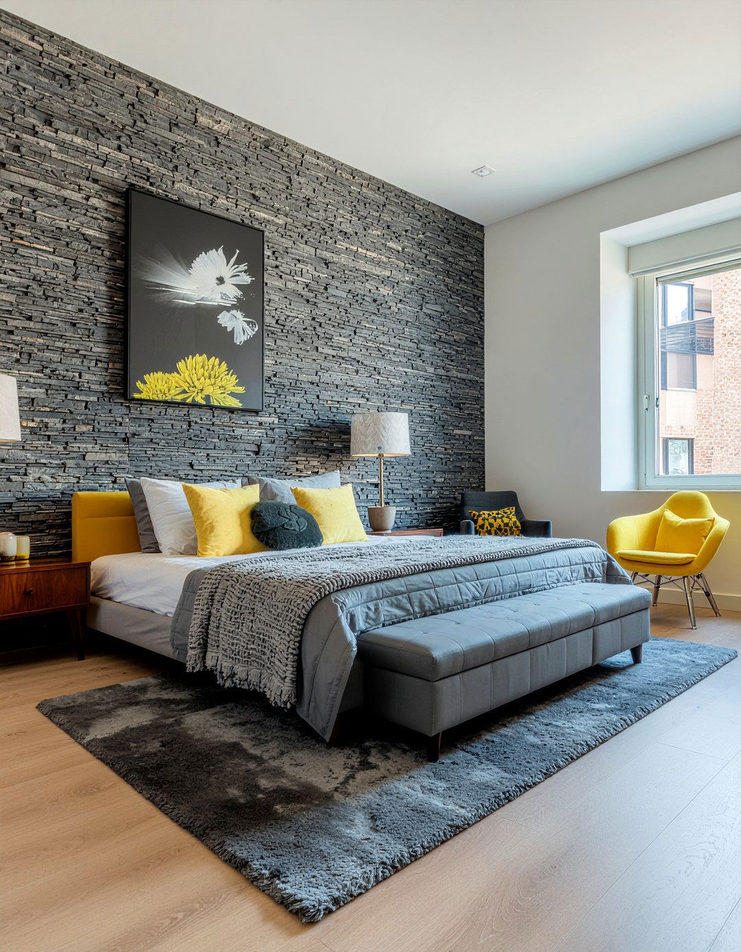 Slate stone wall - 30 bedroom stone wall ideas