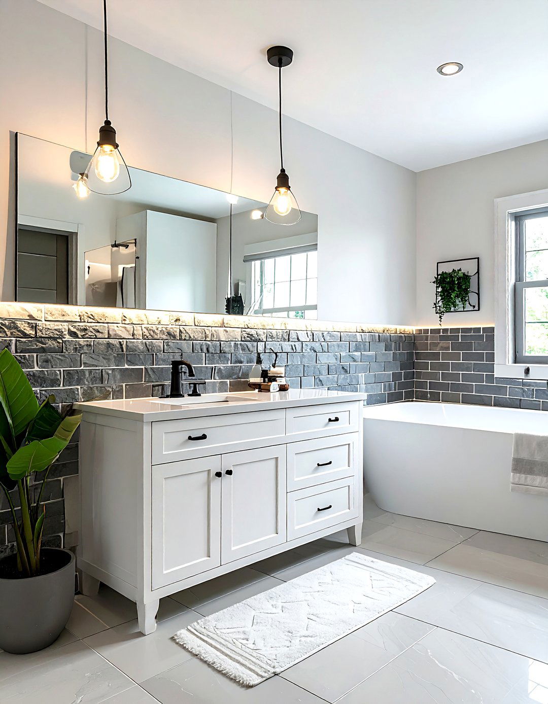Slate subway tile - 30 slate bathroom ideas