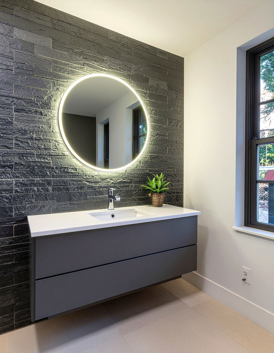 Slate tile bathroom backsplash - 30 slate tile bathroom ideas