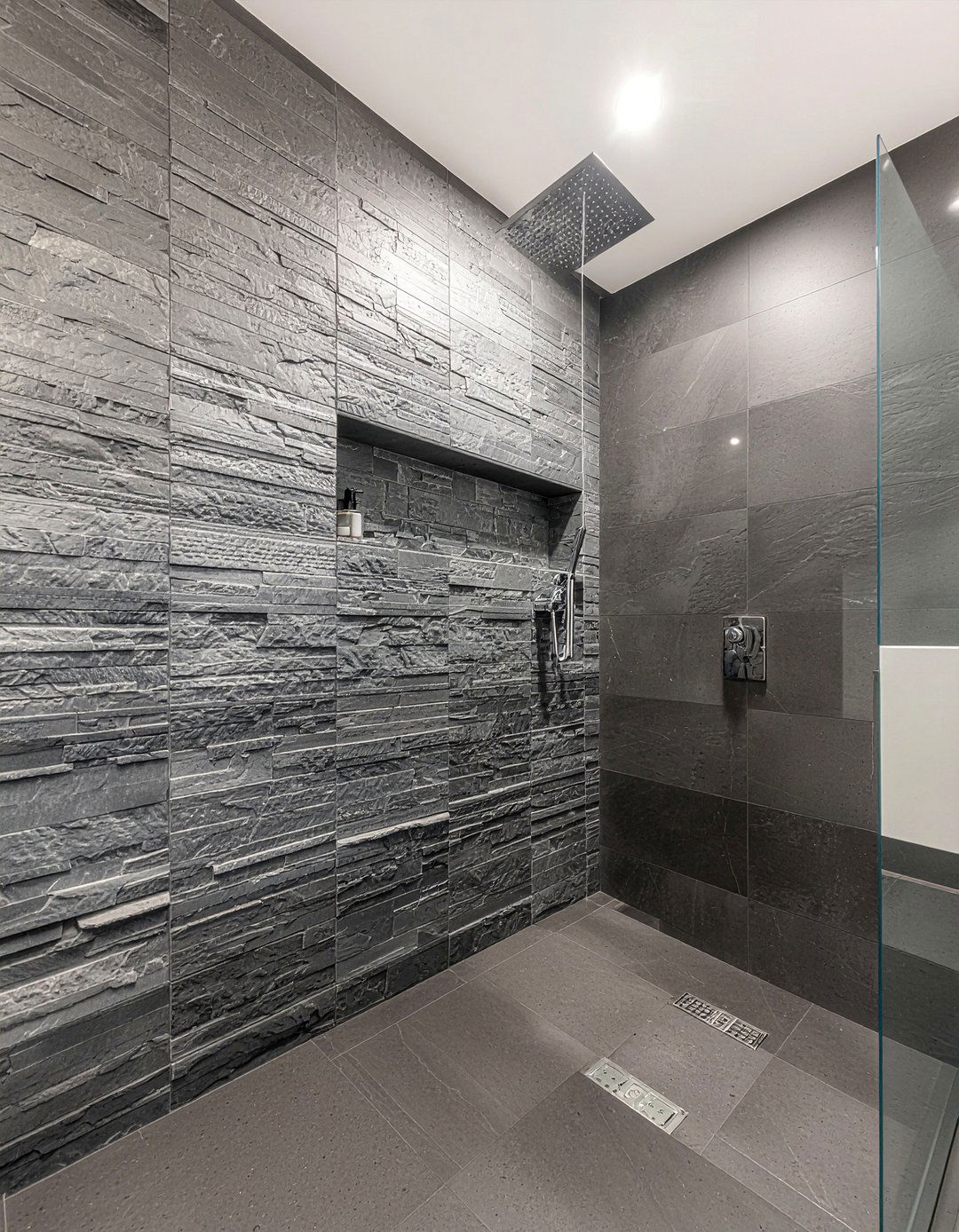 Slate tile walk in shower - 30 slate tile bathroom ideas