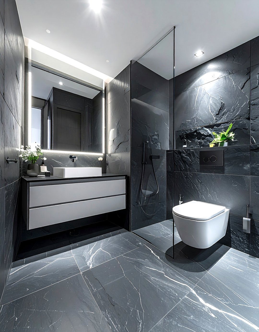 Slate wet room - 30 slate bathroom ideas