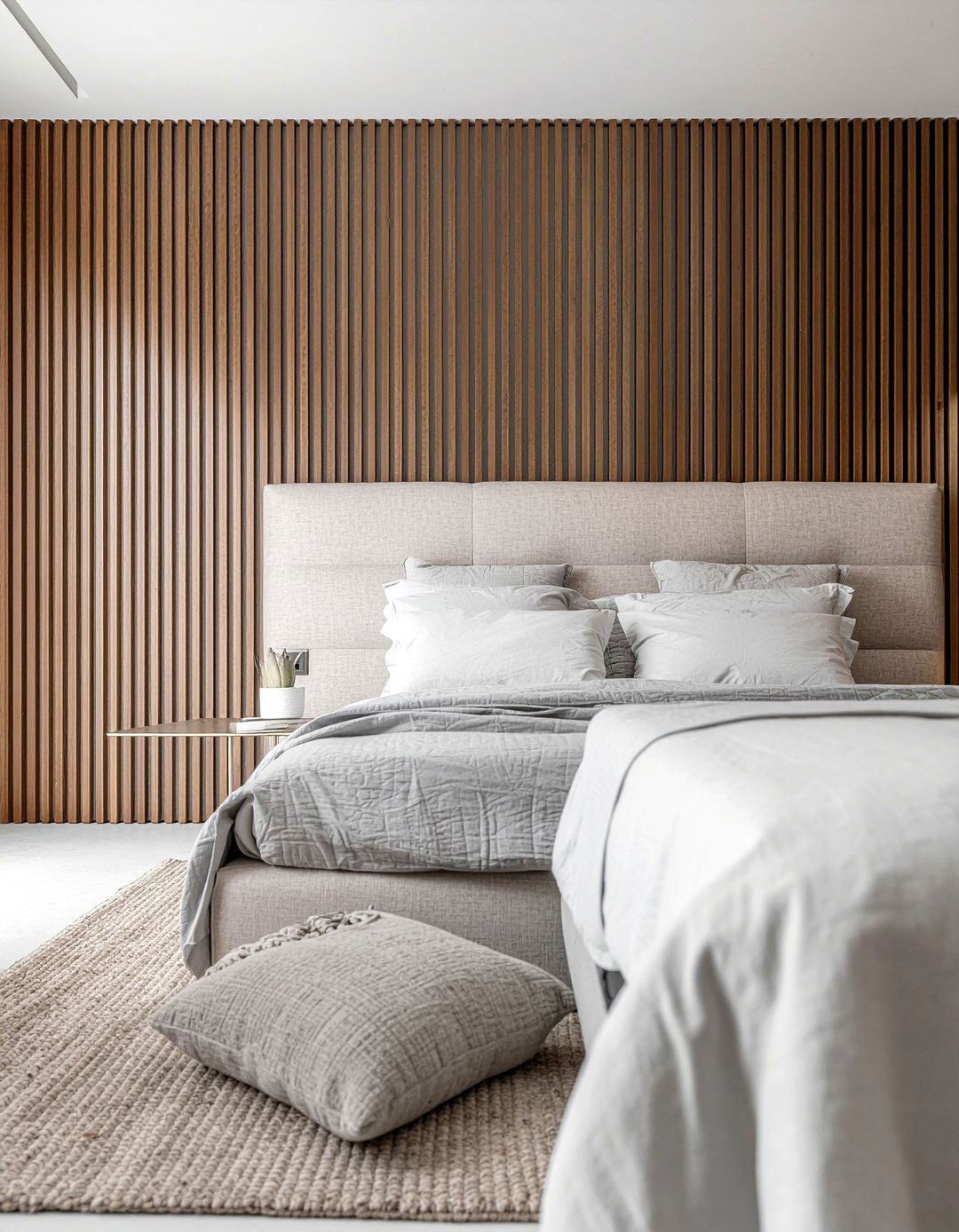 Slatted Wood Wall Panel - 30 zen bedroom ideas