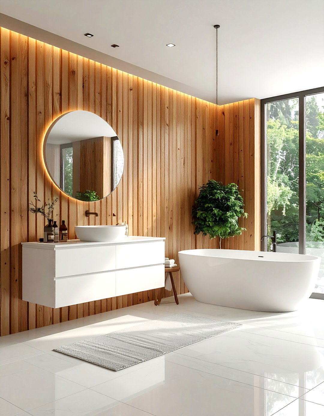 Slatted wood wall - 30 Nordic bathroom ideas