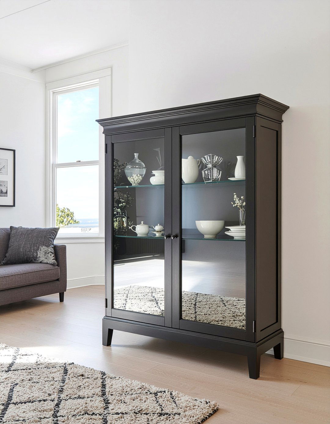 Sleek Black Curio - 30 living room curio cabinet ideas