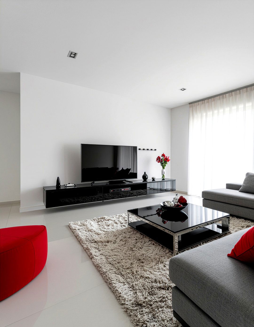 Sleek Black TV Stand - 30 living room entertainment center ideas