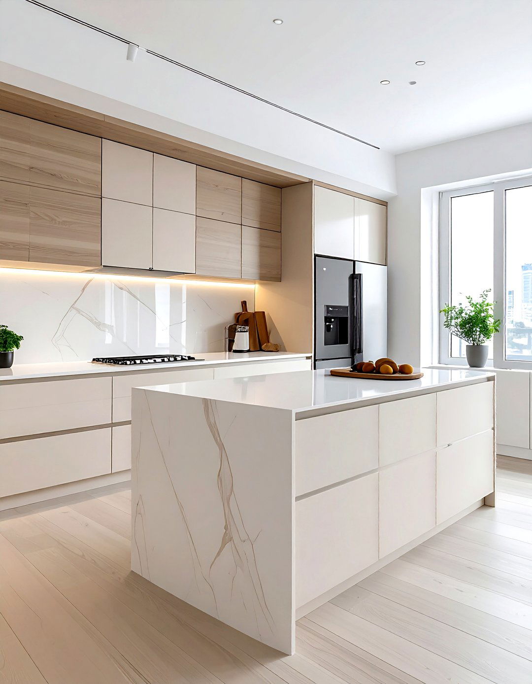 Sleek Cream Kitchen White Integrated Appliances - 30 cream and white kitchen ideas