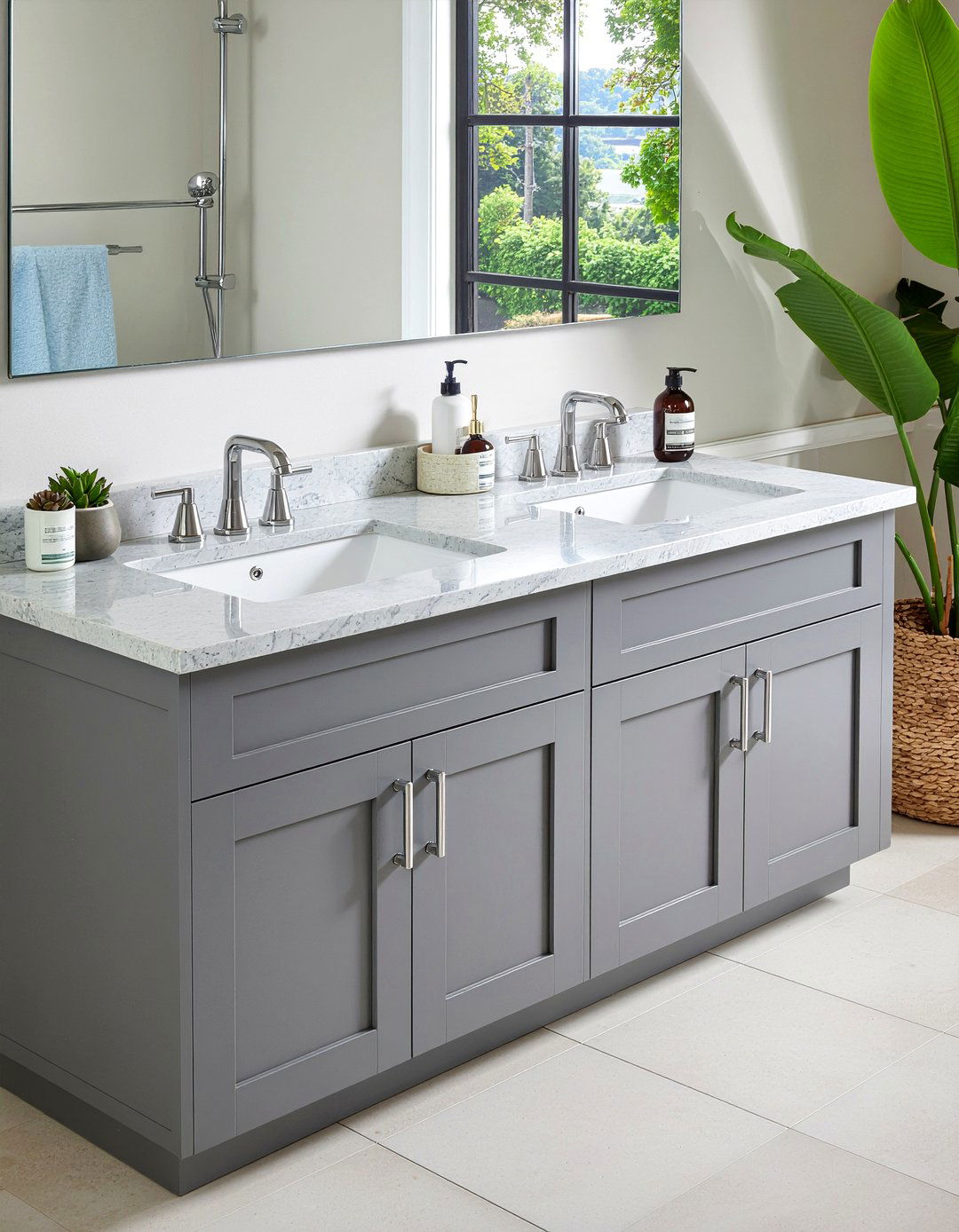 Sleek Gray Double Vanity - 30 master bathroom double vanity ideas