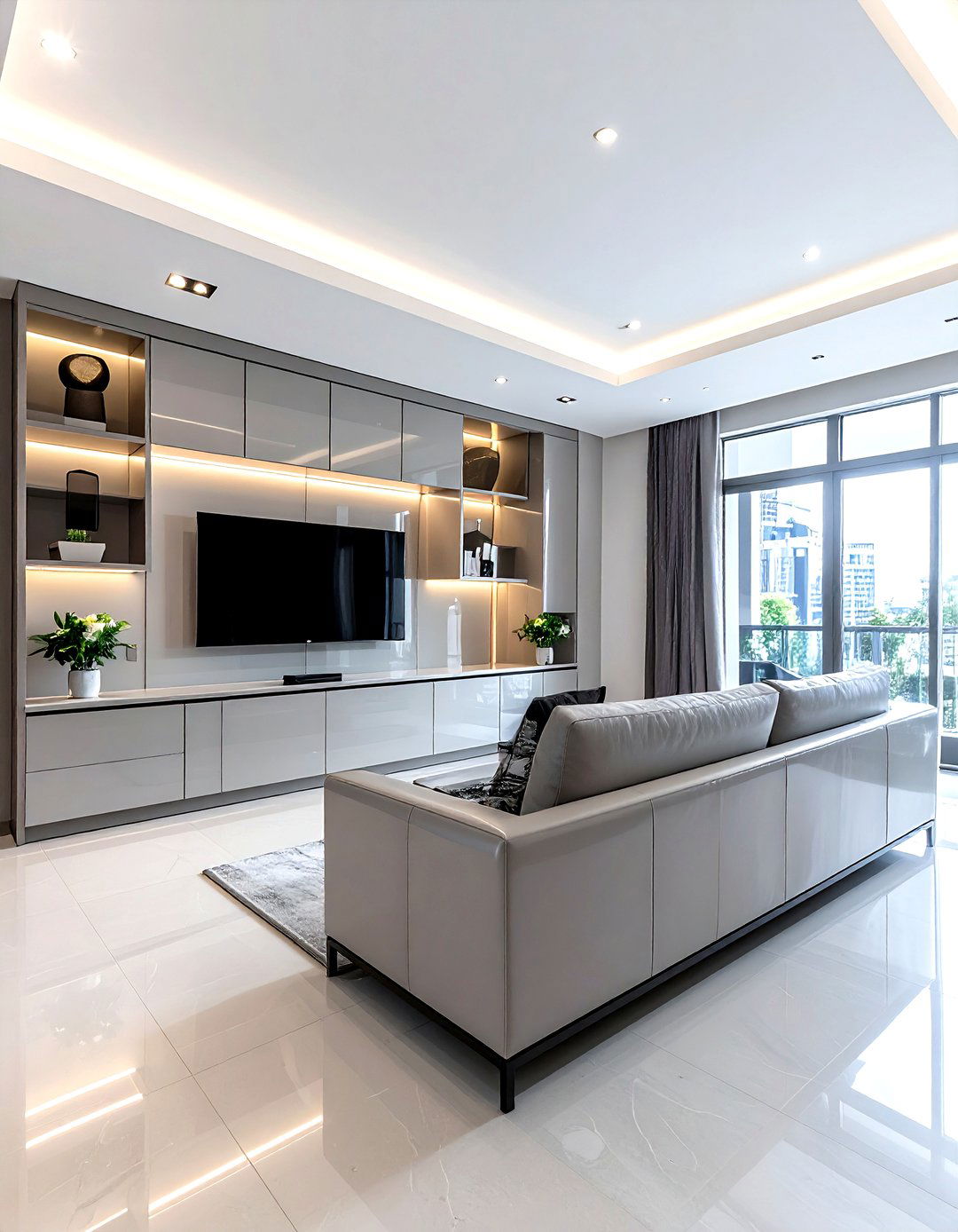 Sleek High Gloss Built In Entertainment Center - 30 living room built-in entertainment center